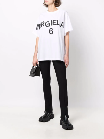 Shop Mm6 Maison Margiela Logo-print Short-sleeved T-shirt In White