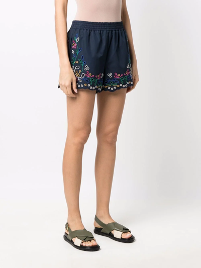 Shop Chloé Broderie Anglaise Mini Shorts In Blue