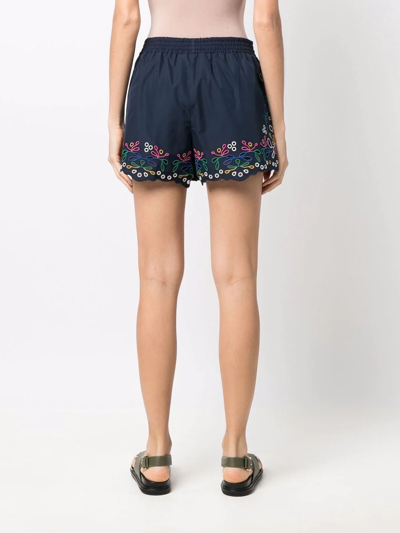 Chloé Broderie Anglaise Cotton-poplin Shorts In Blue