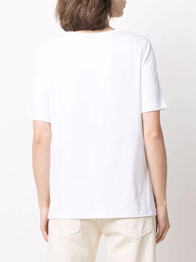 Shop Le Tricot Perugia Scoop Neck T-shirt In White