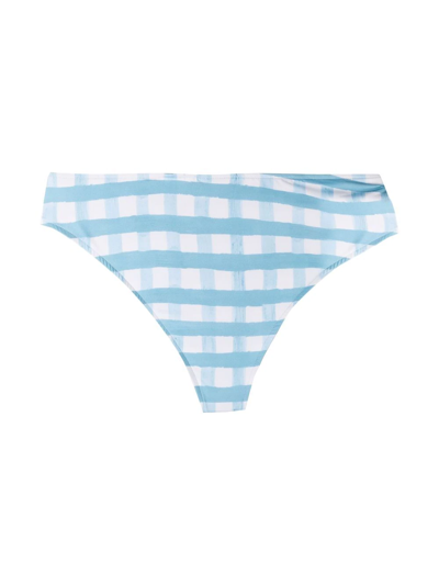 Shop Jacquemus Gingham Check-print Bikini Bottoms In Blau