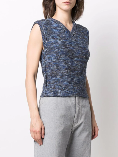 Shop Maison Margiela Melange-knit Vest In Blau