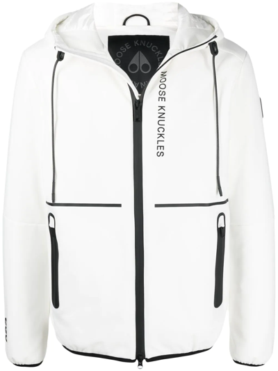Shop Moose Knuckles Grayton Logo-print Zip-fastening Jacket In White