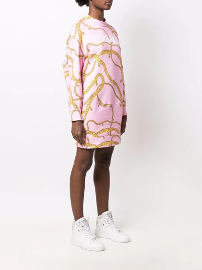 Versace Long Sleeve Chain Sweatshirt Dress In Rosa