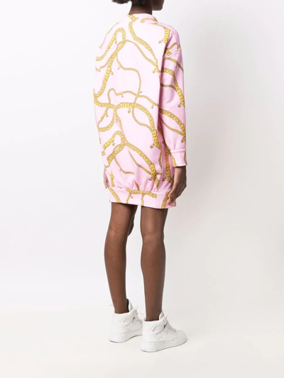 Versace Long Sleeve Chain Sweatshirt Dress In Rosa