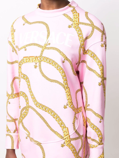 Versace Long Sleeve Chain Sweatshirt Dress In Rosa