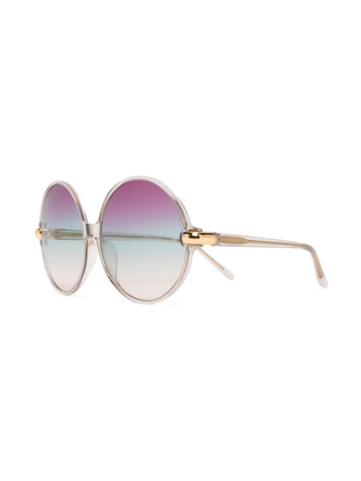 Shop Linda Farrow Gradient Round-frame Sunglasses In Weiss