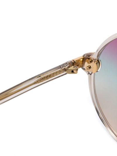 Shop Linda Farrow Gradient Round-frame Sunglasses In Weiss