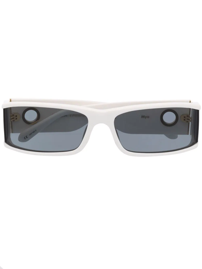Linda Farrow Mya Rectangle-frame Sunglasses In Weiss
