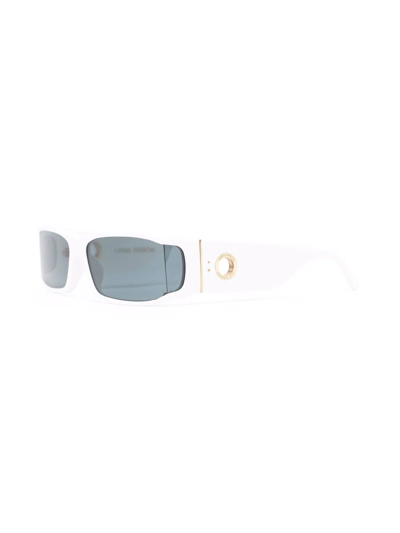Linda Farrow Mya Rectangle-frame Sunglasses In Weiss
