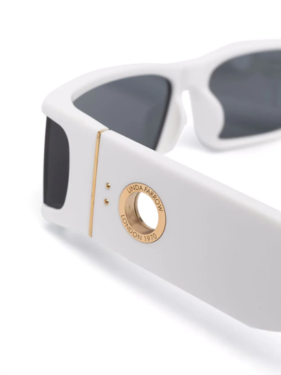 Linda Farrow Mya Rectangle-frame Sunglasses In Weiss