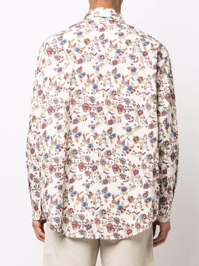 Shop Isabel Marant Badis Floral-print Shirt In Nude