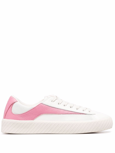By Far Rodina Perforated Leather And Suede Sneakers In Weiss