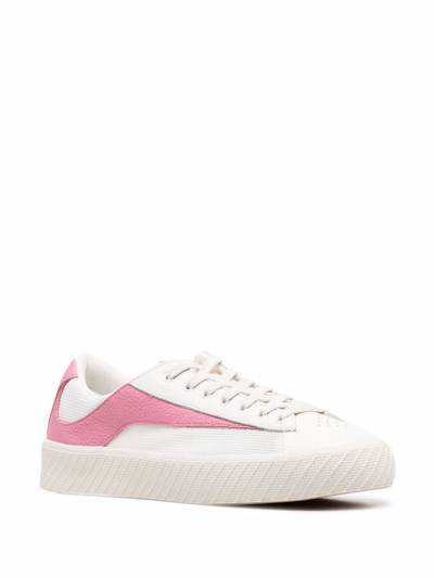 By Far Rodina Perforated Leather And Suede Sneakers In Weiss