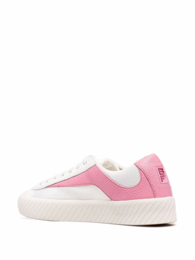 By Far Rodina Perforated Leather And Suede Sneakers In Weiss