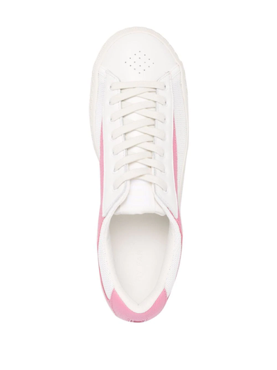 By Far Rodina Perforated Leather And Suede Sneakers In Weiss