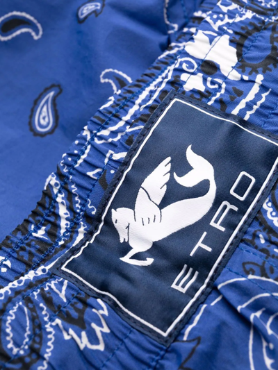 Shop Etro Bandana-print Swim Shorts In Blau