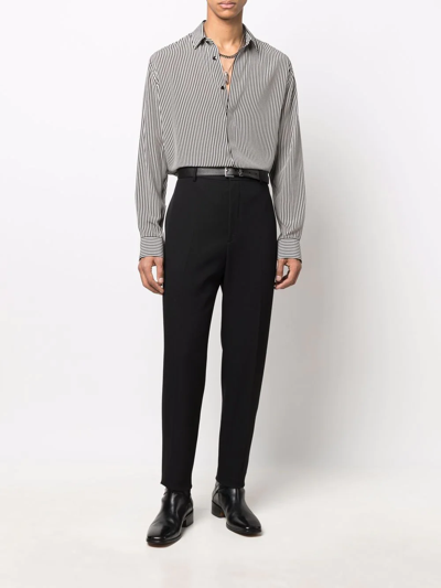 Shop Saint Laurent Striped Silk Shirt In Schwarz