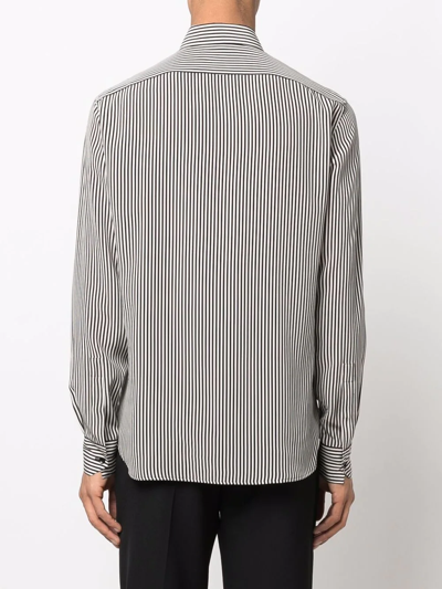 Shop Saint Laurent Striped Silk Shirt In Schwarz