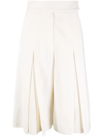 Shop Alexandre Vauthier Pleated Crêpe Culottes. In Nude