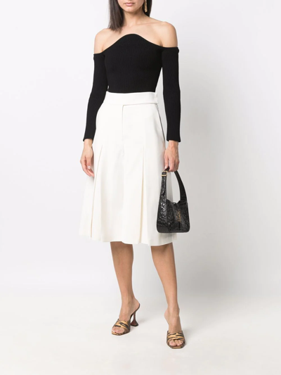 Shop Alexandre Vauthier Pleated Crêpe Culottes. In Nude