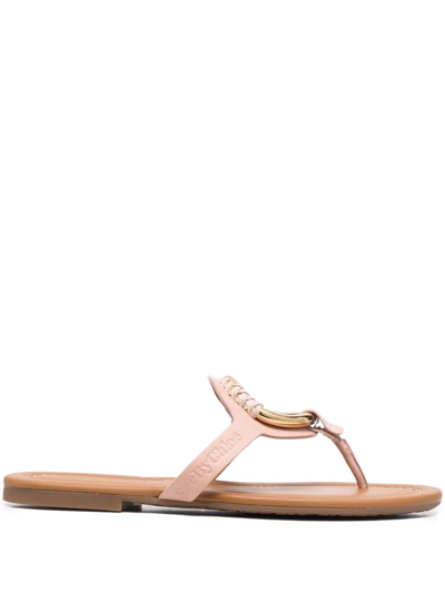 Shop See By Chloé Open-toe Leather Sandals In Rosa