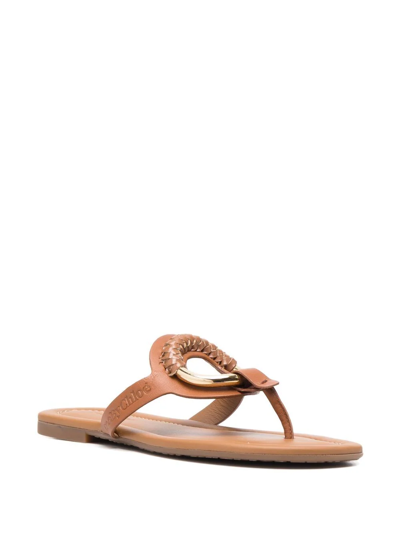 Shop See By Chloé Open-toe Leather Sandals In Braun