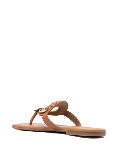 Shop See By Chloé Open-toe Leather Sandals In Braun