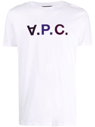 Shop Apc Logo-print T-shirt In Weiss