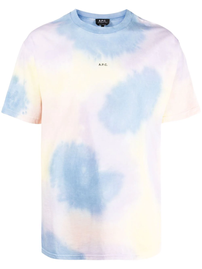 Shop Apc Tie-dye Print T-shirt In Blau