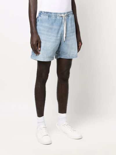 Shop Polo Ralph Lauren Drawstring-waist Denim Shorts In Blau