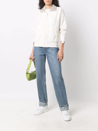 Golden Goose Crystal-embellished Zipped Sweatshirt In Weiss
