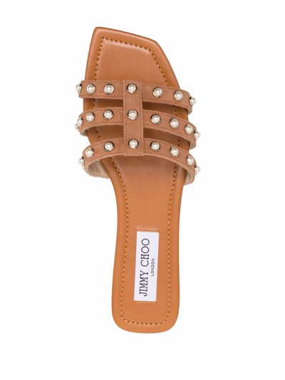 Shop Jimmy Choo Hazal Flat Sandals In Braun