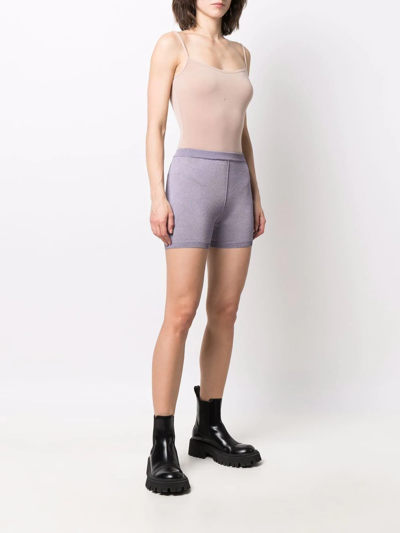 Alyx Logo-plaque Knitted Shorts In Violett