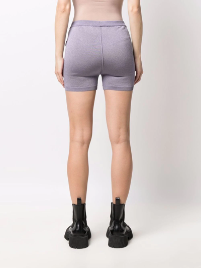 Shop Alyx Logo-plaque Knitted Shorts In Violett