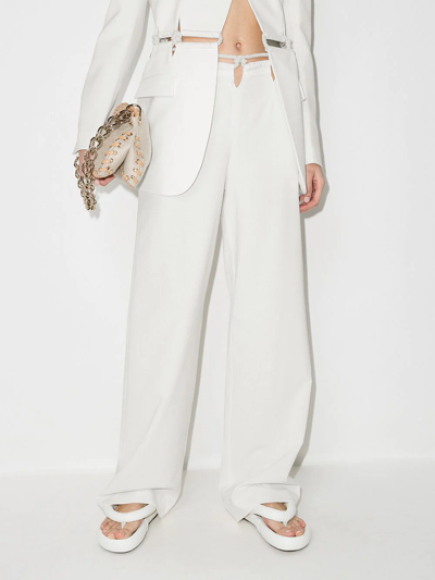 Shop Dion Lee Rope-detailing Wide-leg Trousers In White