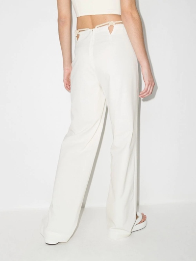 Shop Dion Lee Rope-detailing Wide-leg Trousers In White