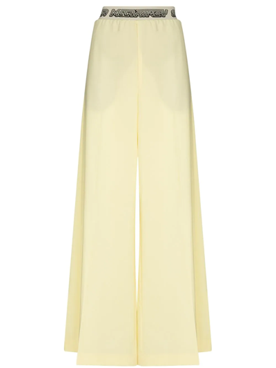 Shop Stella Mccartney Logo-waistband Palazzo Trousers In Yellow
