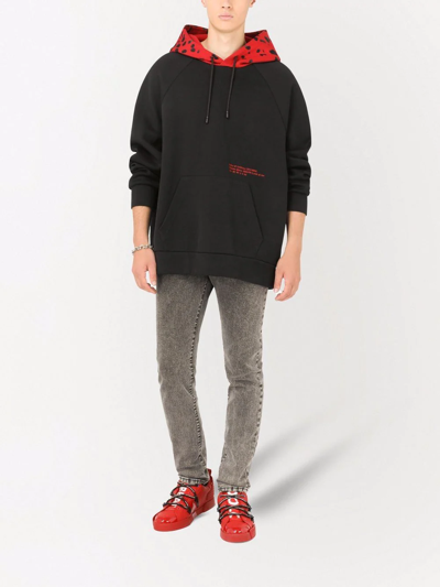 Dolce & Gabbana Eyes Talk Leopard-hood Hoodie In Black