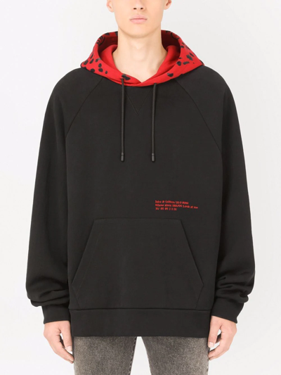 Dolce & Gabbana Eyes Talk Leopard-hood Hoodie In Black