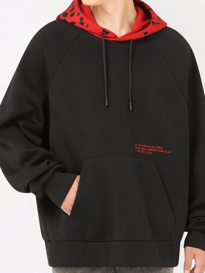 Dolce & Gabbana Eyes Talk Leopard-hood Hoodie In Black