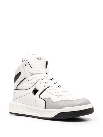 Shop Valentino One Stud High-top Sneakers In White