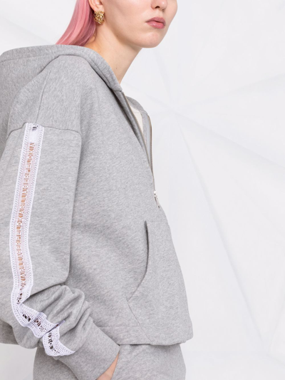 Shop Karl Lagerfeld Logo Tape Hoodie In Grey