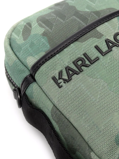 Shop Karl Lagerfeld Otto Camouflage-print Cross-body Bag In Green