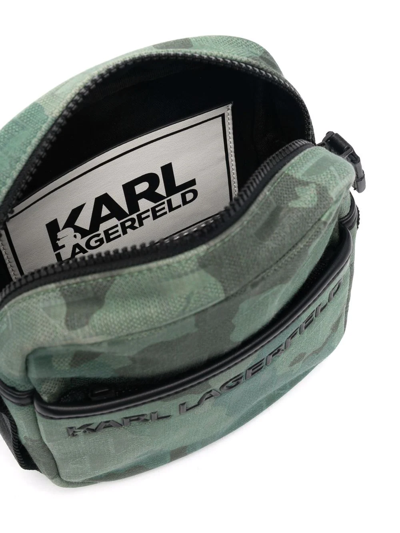 Shop Karl Lagerfeld Otto Camouflage-print Cross-body Bag In Green