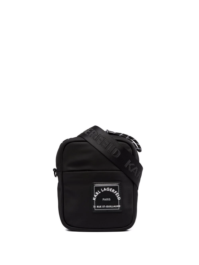 Shop Karl Lagerfeld Rue St-guillaume Logo-patch Shoulder Bag In Black