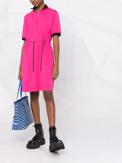 Shop Karl Lagerfeld Toggle-fastening Short-sleeve Dress In Pink