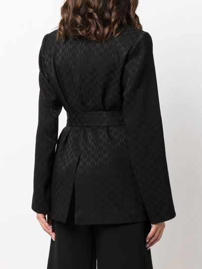 Shop Karl Lagerfeld Monogram Belted Blazer In Black