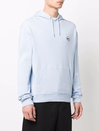 Shop Karl Lagerfeld Iconic-patch Hoodie In Blue