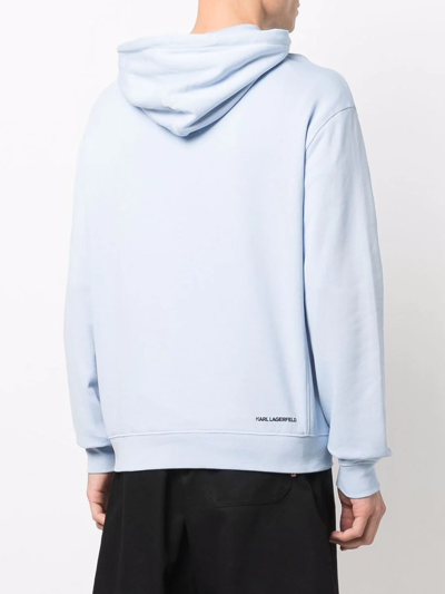 Shop Karl Lagerfeld Iconic-patch Hoodie In Blue